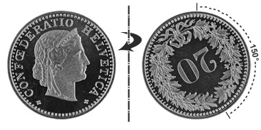 20 centimes 1991, 150° rotated