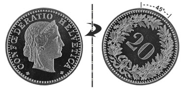20 centimes 1991, 45° tourné