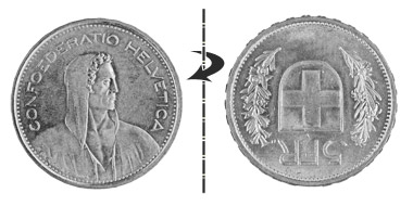 5 francs 1951, Position normale