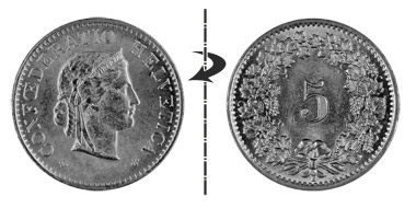 5 centimes 1954, Position normale